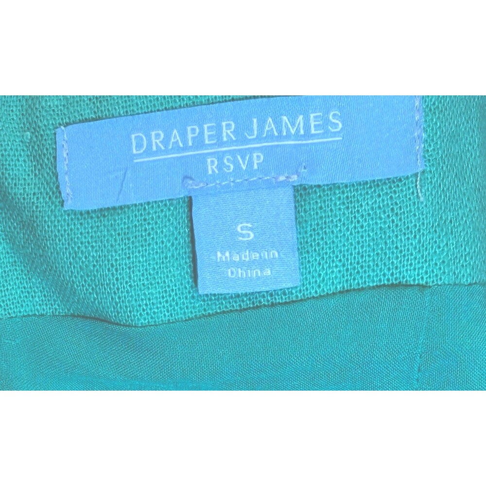 Draper James RSVP Linen Blend Puff Sleeve Mini Dress Green Square Neck S - Picture 6 of 7